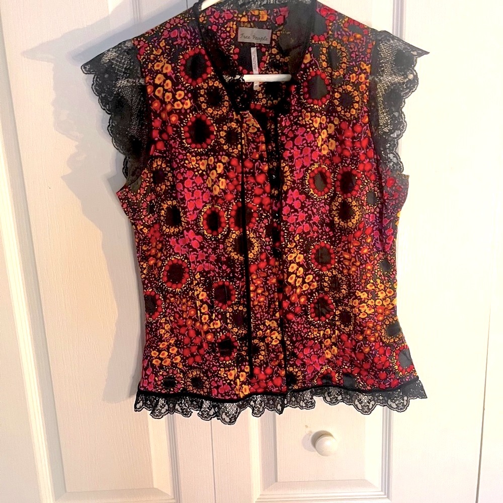 Free People Lace Trim Women's Top